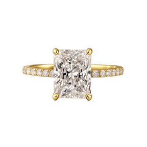 2 Carat Radiant Cut Engagement Ring with Pave Diamond Band - Evara Jewelry LLC
