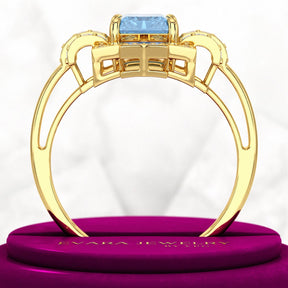 2 Carat Radiant Cut Ice Blue Diamond Art Deco Ring - Evara Jewelry LLC