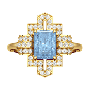 2 Carat Radiant Cut Ice Blue Diamond Art Deco Ring - Evara Jewelry LLC
