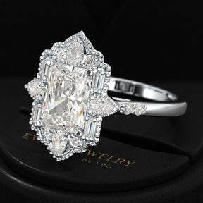 2 Carat Radiant Cut Vintage Mosaic Diamond Engagement Ring - Evara Jewelry LLC