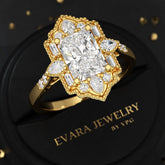 2 Carat Radiant Cut Vintage Mosaic Diamond Engagement Ring - Evara Jewelry LLC