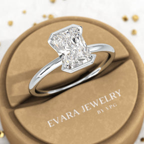 2 Carat Radiant Diamond Half Bezel Set Proposal Ring - Evara Jewelry LLC