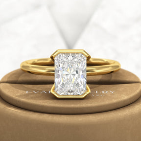 2 Carat Radiant Diamond Half Bezel Set Proposal Ring - Evara Jewelry LLC