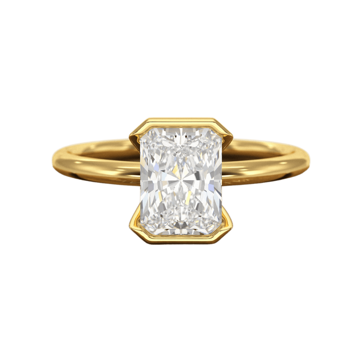 2 Carat Radiant Diamond Half Bezel Set Proposal Ring - Evara Jewelry LLC
