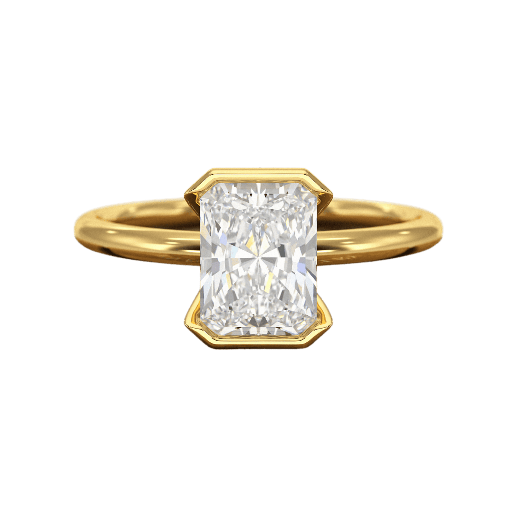 2 Carat Radiant Diamond Half Bezel Set Proposal Ring - Evara Jewelry LLC