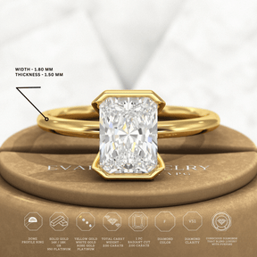 2 Carat Radiant Diamond Half Bezel Set Proposal Ring - Evara Jewelry LLC