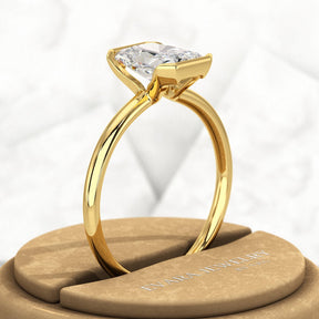 2 Carat Radiant Diamond Half Bezel Set Proposal Ring - Evara Jewelry LLC