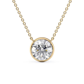2 Carat Round Diamond Classic Bezel Pendant Necklace - Evara Jewelry LLC