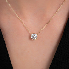 2 Carat Round Diamond Classic Bezel Pendant Necklace - Evara Jewelry LLC