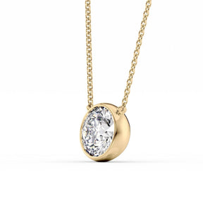 2 Carat Round Diamond Classic Bezel Pendant Necklace - Evara Jewelry LLC