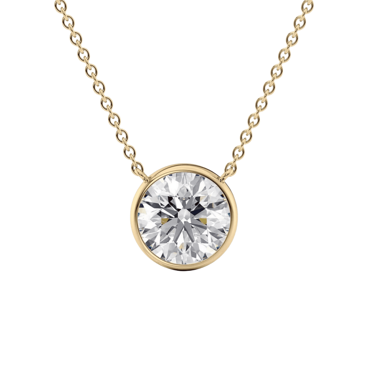 2 Carat Round Diamond Classic Bezel Pendant Necklace - Evara Jewelry LLC