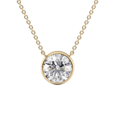 2 Carat Round Diamond Classic Bezel Pendant Necklace - Evara Jewelry LLC