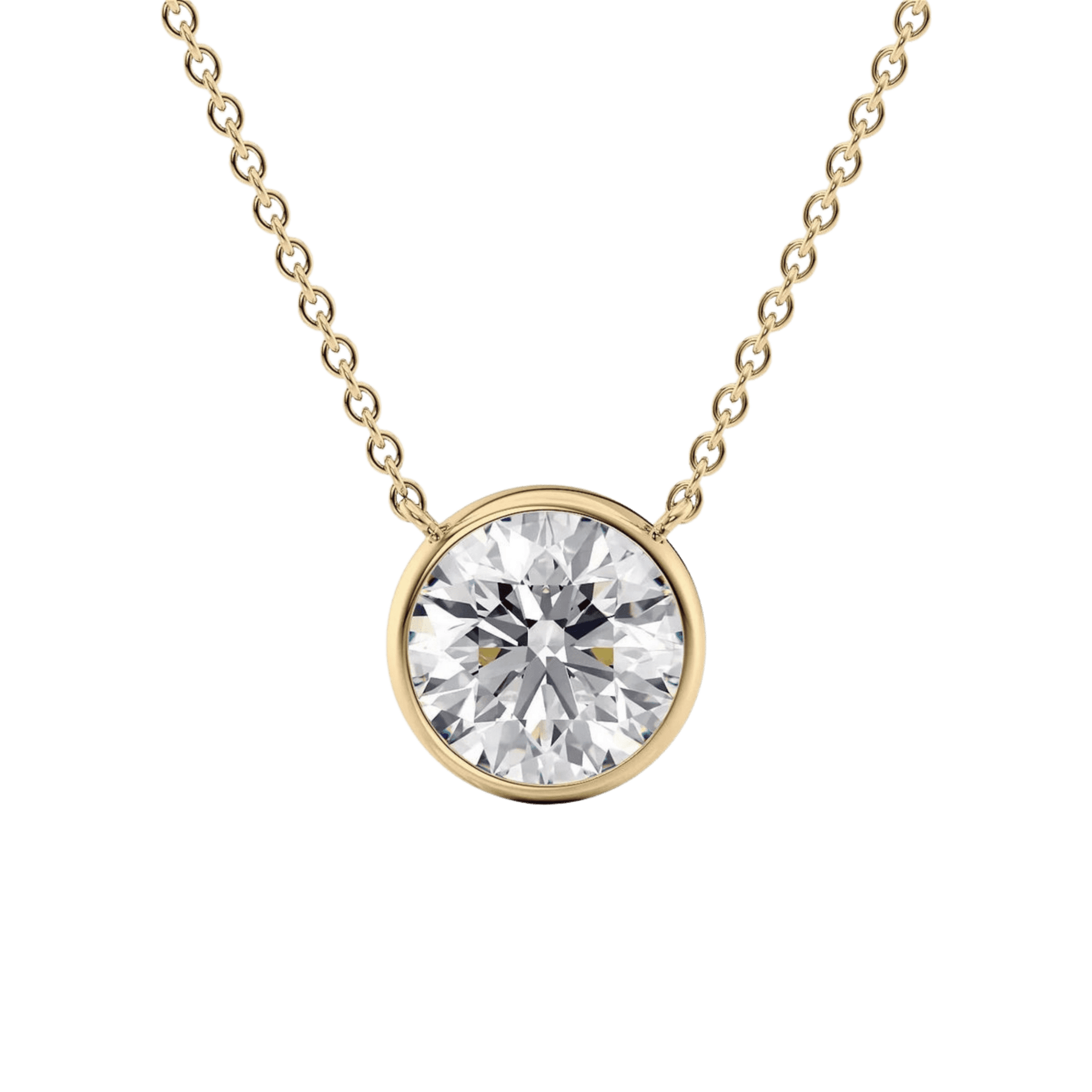 2 Carat Round Diamond Classic Bezel Pendant Necklace - Evara Jewelry LLC
