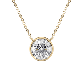 2 Carat Round Diamond Classic Bezel Pendant Necklace - Evara Jewelry LLC