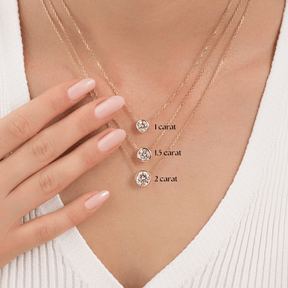 2 Carat Round Diamond Classic Bezel Pendant Necklace - Evara Jewelry LLC