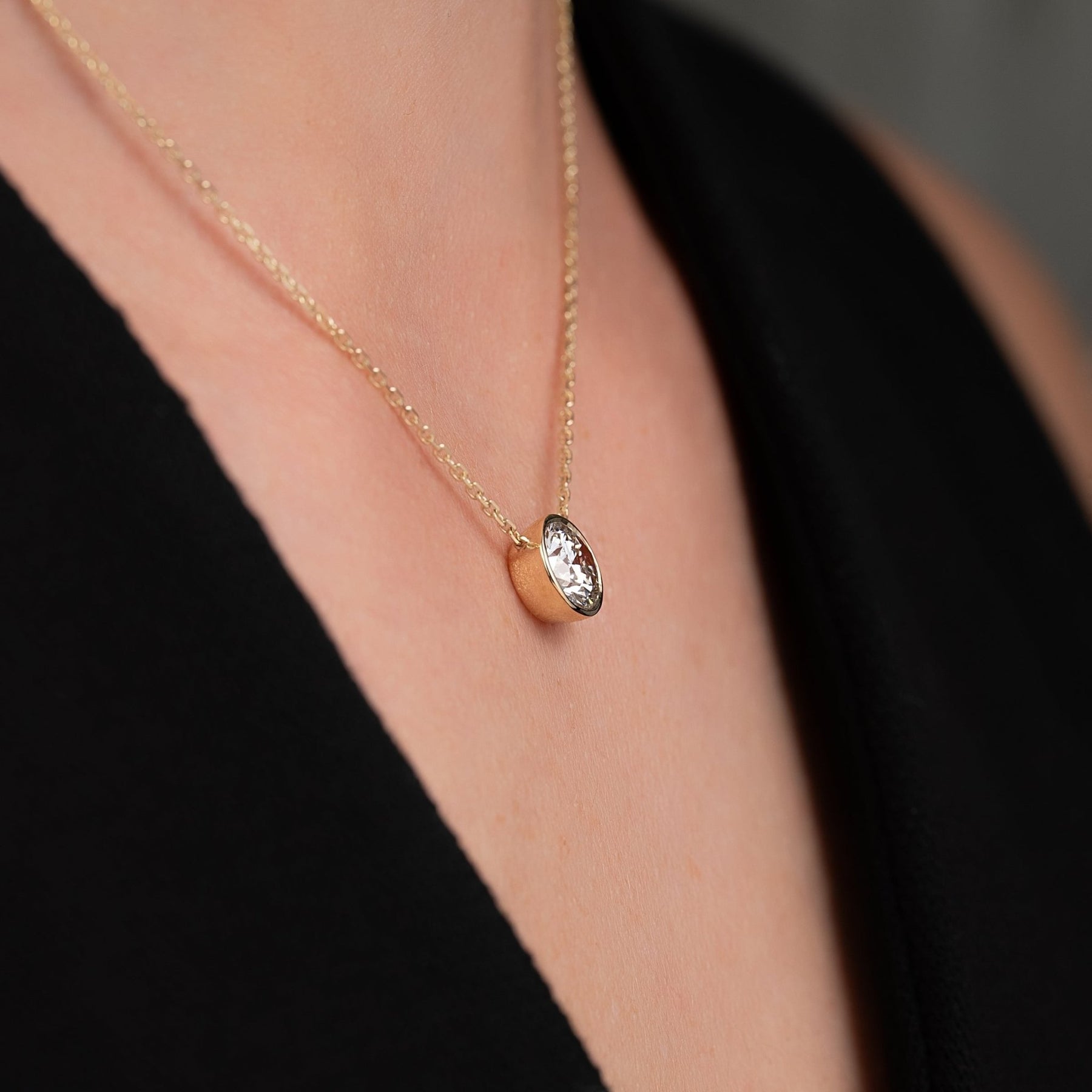 2 Carat Round Diamond Classic Bezel Pendant Necklace - Evara Jewelry LLC