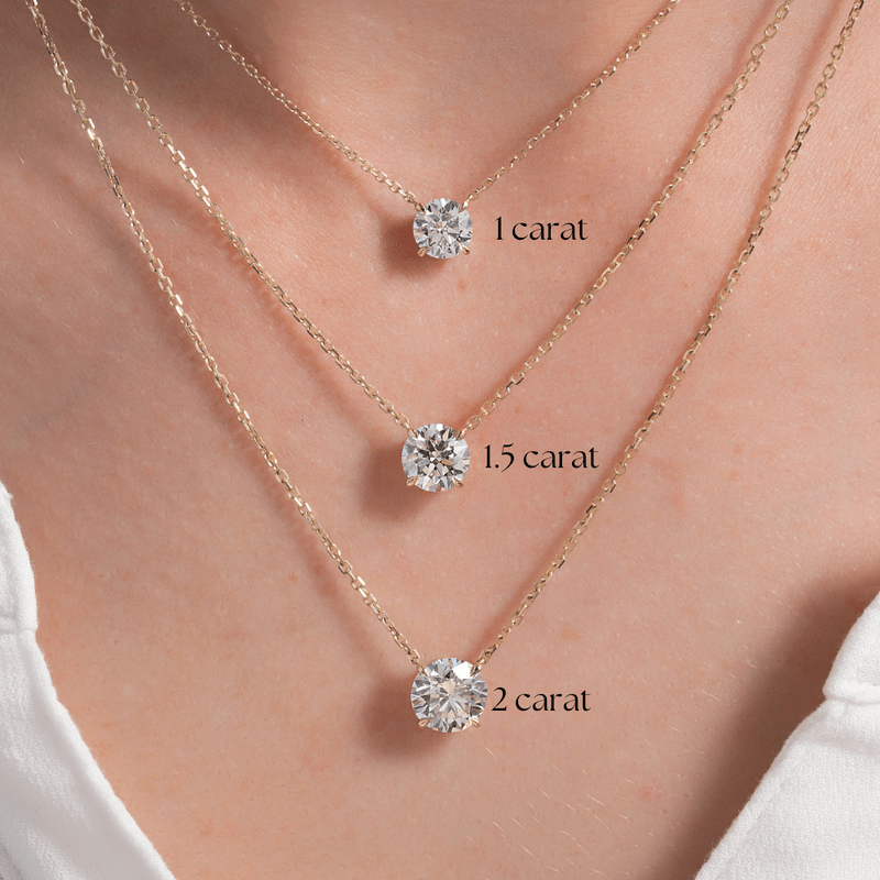 2 Carat Round Solitaire Diamond Pendant Necklace for Women - Evara Jewelry LLC