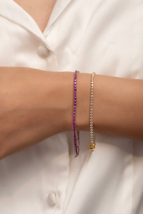 2 Carats Natural Pink Sapphire & Paperclip 50 - 50 Bracelet - Limited Edition - Evara Jewelry LLC