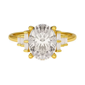 2.50 Carat Oval Cut Art Deco Engagement Ring with Lab Grown Diamonds