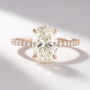 2.50 carat oval pave engagement ring with hidden halo in 14k gold, lab grown diamond wedding ring fine jewelry gift for her