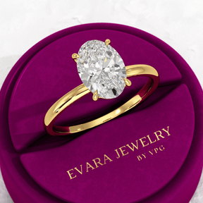 2.00 Carat Oval Cut Minimalist Prong Statement Ring - Evara Jewelry LLC