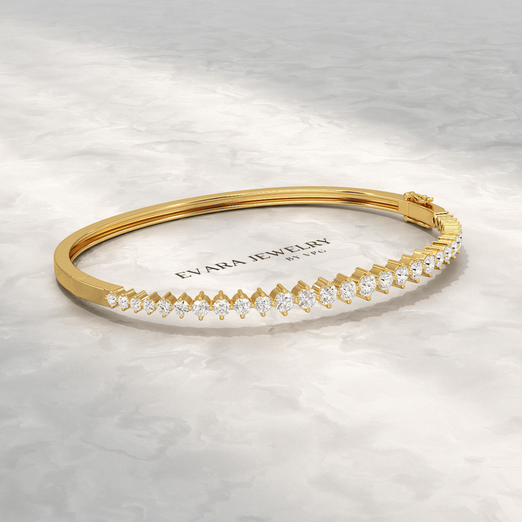 2.00 Carats Lab Grown Diamond Graduation Cuff Bangle Bracelet - Evara Jewelry LLC