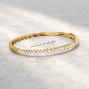 2.00 Carats Lab Grown Diamond Graduation Cuff Bangle Bracelet - Evara Jewelry LLC