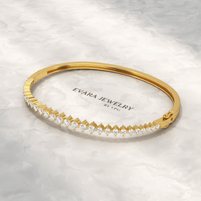 2.00 Carats Lab Grown Diamond Graduation Cuff Bangle Bracelet - Evara Jewelry LLC