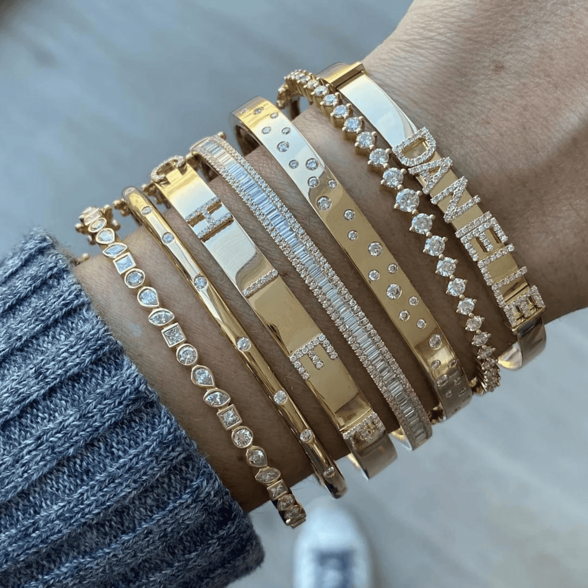 2.00 Carats Lab Grown Diamond Graduation Cuff Bangle Bracelet - Evara Jewelry LLC