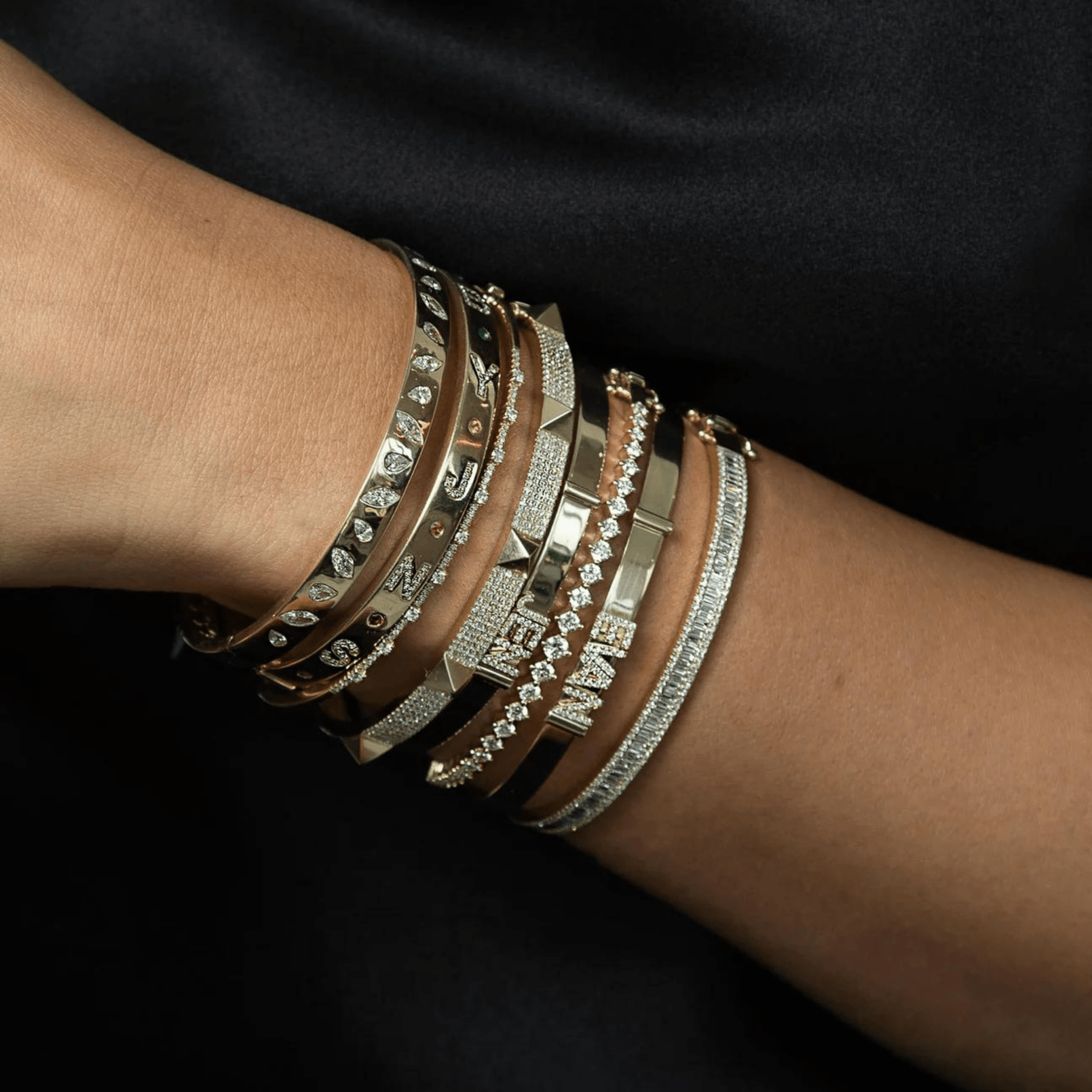 2.00 Carats Lab Grown Diamond Graduation Cuff Bangle Bracelet - Evara Jewelry LLC