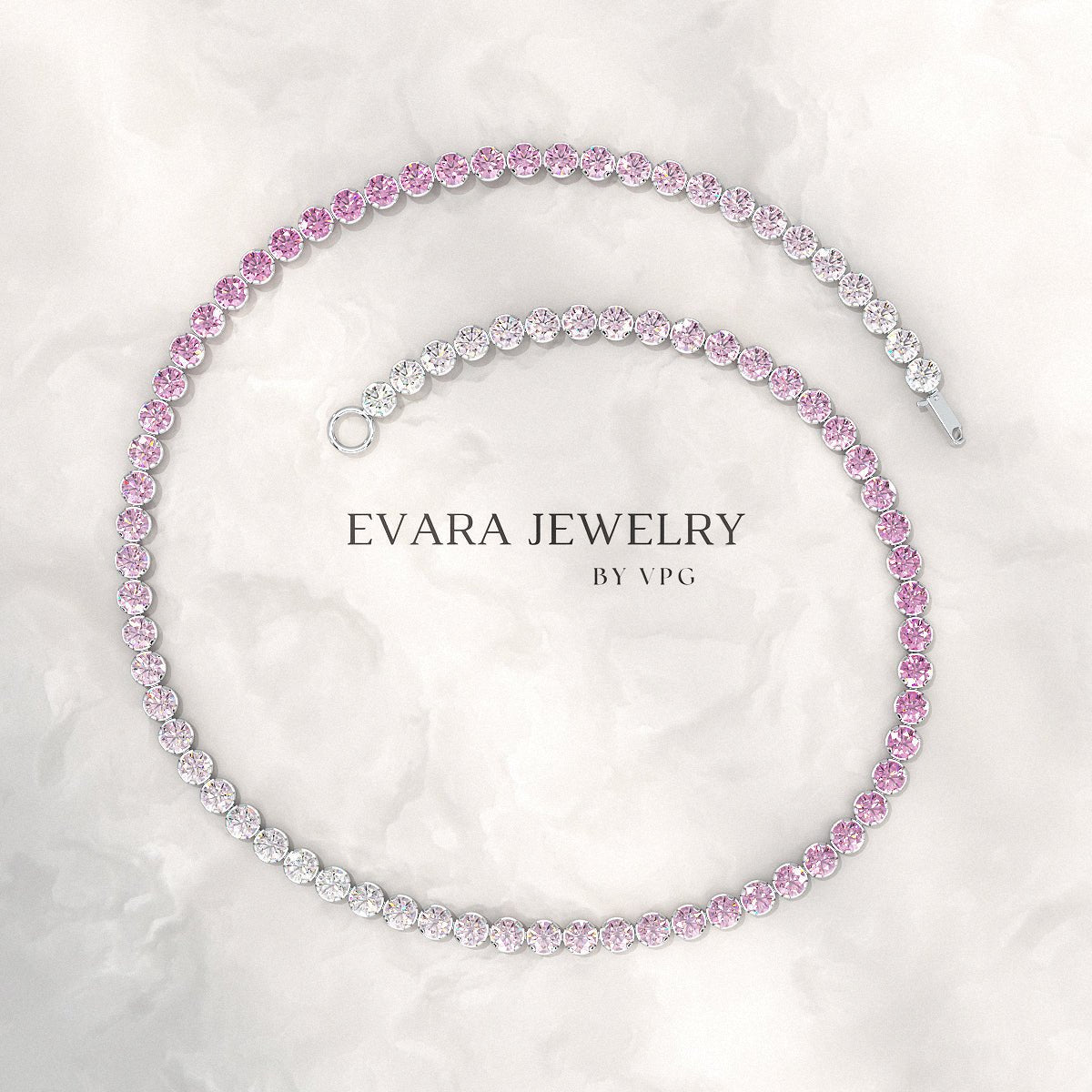 2.01 Carats Ombre Pink Sapphire Dainty Tennis Bracelet - Natural Sapphire in Solid 14K/18K Rose Gold - Evara Jewelry LLC