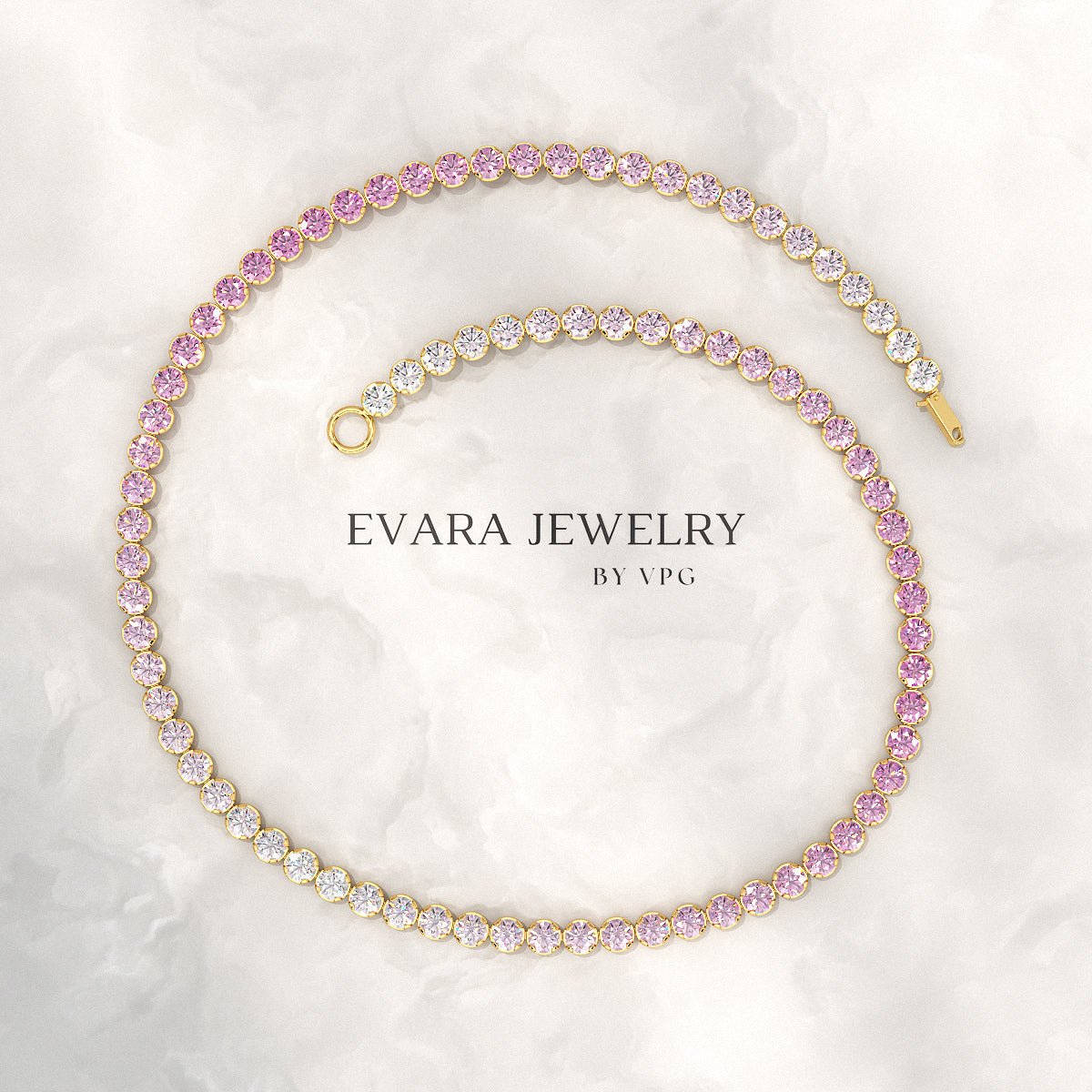 2.01 Carats Ombre Pink Sapphire Dainty Tennis Bracelet - Natural Sapphire in Solid 14K/18K Rose Gold - Evara Jewelry LLC