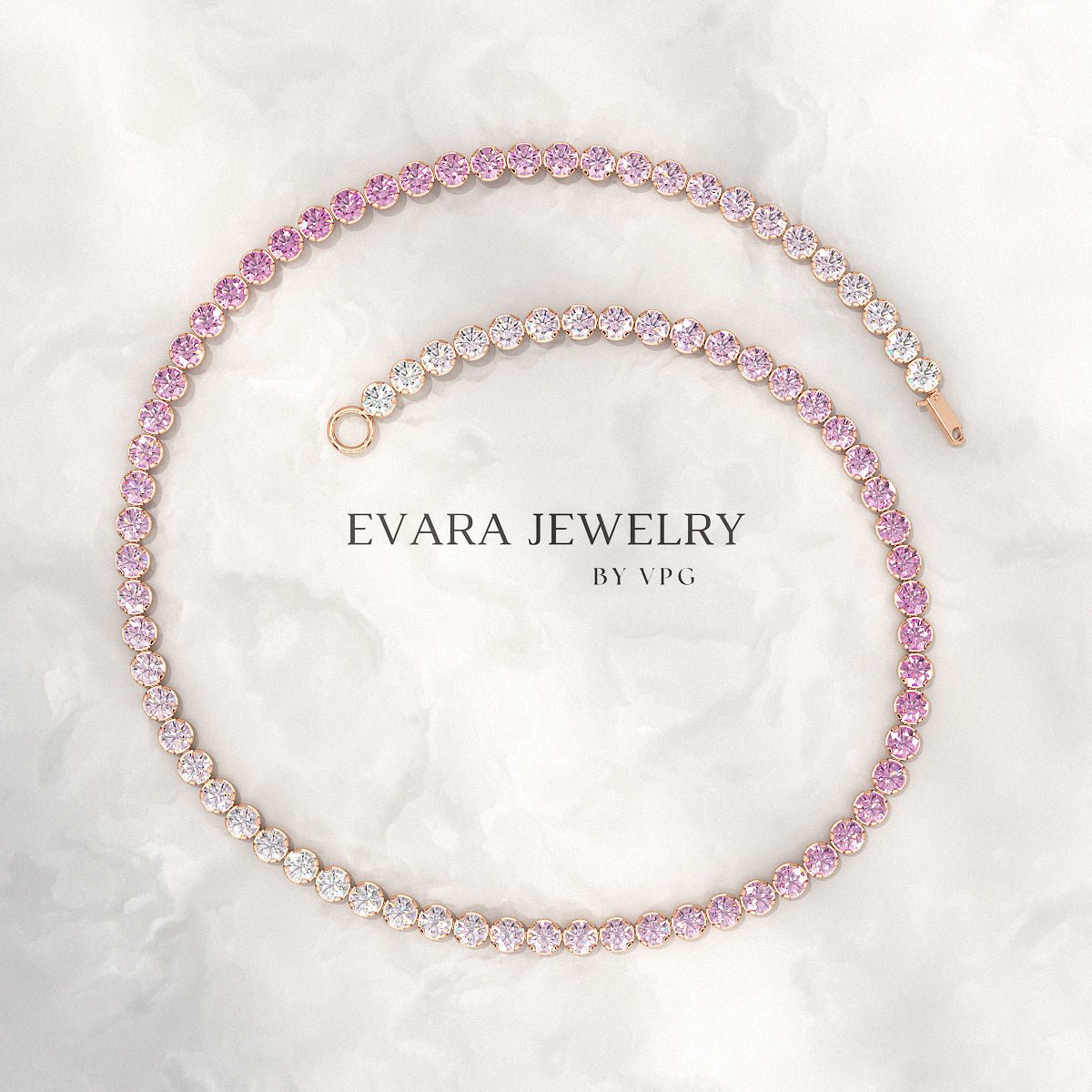 2.01 Carats Ombre Pink Sapphire Dainty Tennis Bracelet - Natural Sapphire in Solid 14K/18K Rose Gold - Evara Jewelry LLC