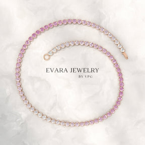 2.01 Carats Ombre Pink Sapphire Dainty Tennis Bracelet - Natural Sapphire in Solid 14K/18K Rose Gold - Evara Jewelry LLC