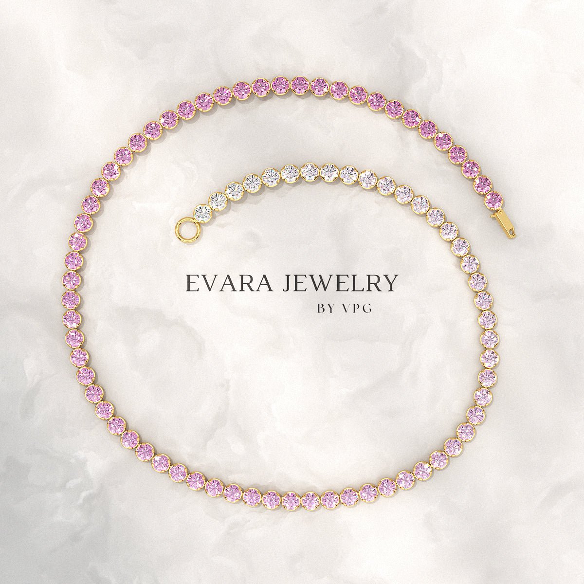 2.01 Carats Ombre Pink Sapphire Tennis Bracelet - Natural Sapphire Bracelet in Solid 18K/14K Gold - Evara Jewelry LLC
