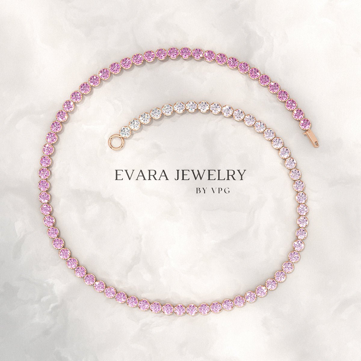 2.01 Carats Ombre Pink Sapphire Tennis Bracelet - Natural Sapphire Bracelet in Solid 18K/14K Gold - Evara Jewelry LLC