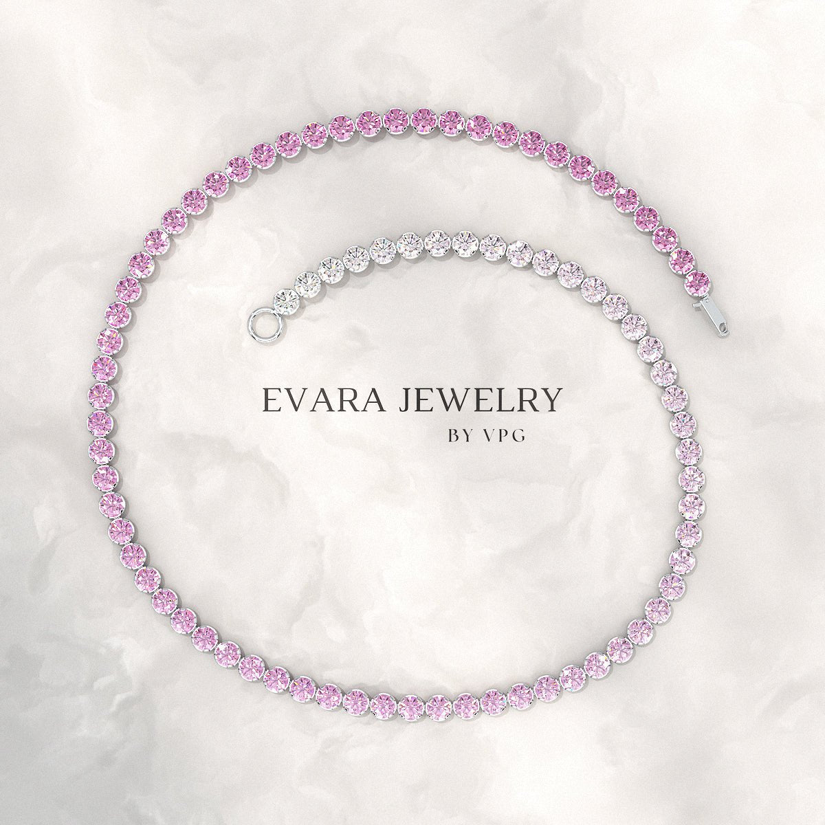 2.01 Carats Ombre Pink Sapphire Tennis Bracelet - Natural Sapphire Bracelet in Solid 18K/14K Gold - Evara Jewelry LLC