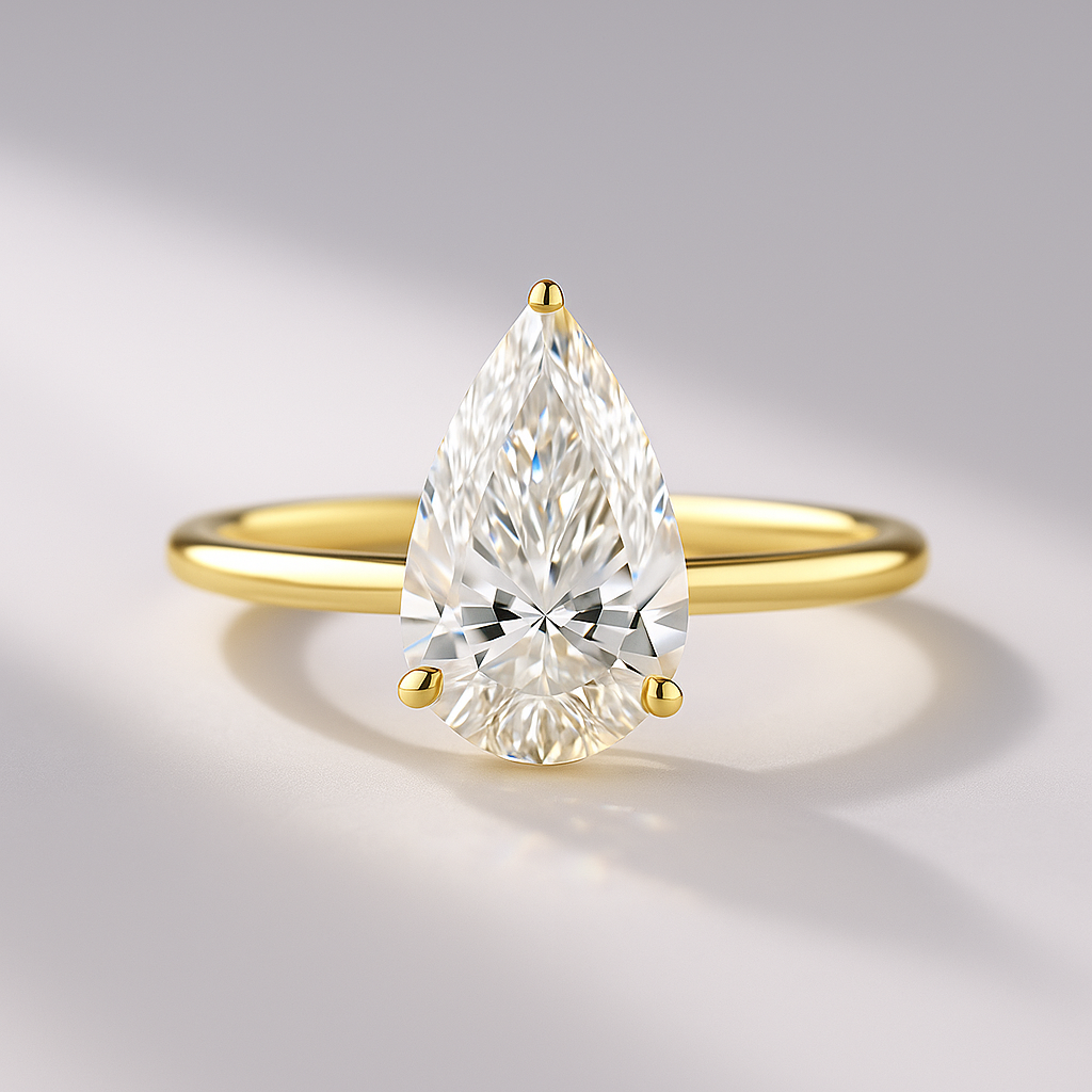 2 Carat Pear Cut Hidden Halo Engagement Ring