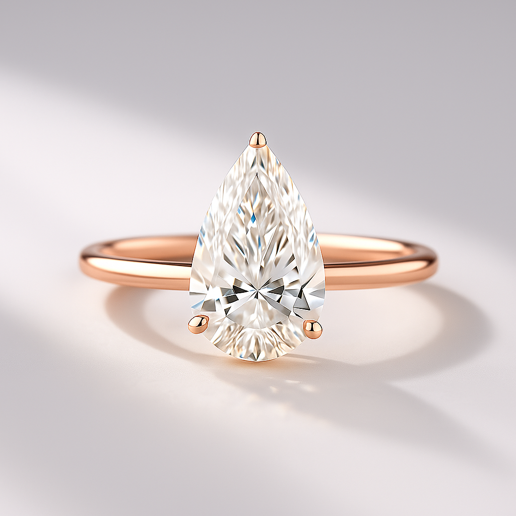 2 Carat Pear Cut Hidden Halo Engagement Ring