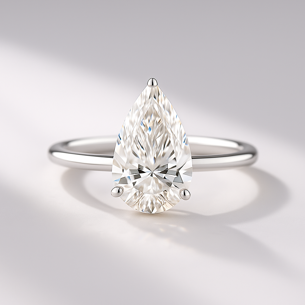 2 Carat Pear Cut Hidden Halo Engagement Ring