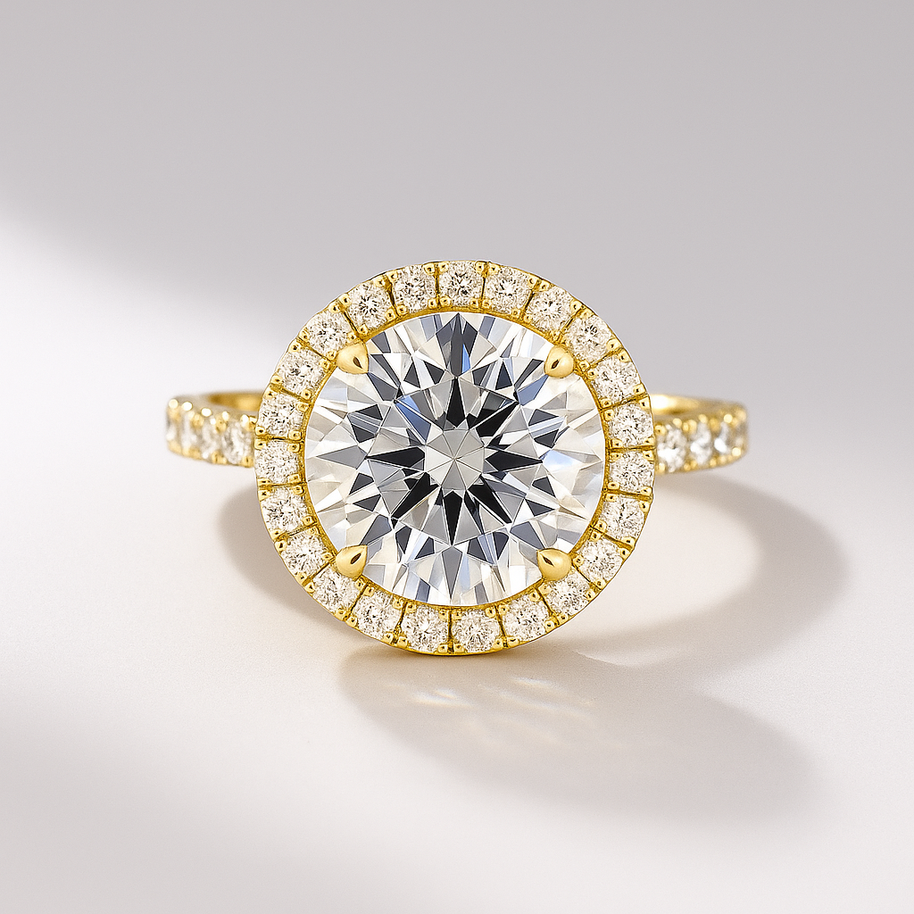 2 Carat Round Cut Halo Diamond Classic Engagement Ring