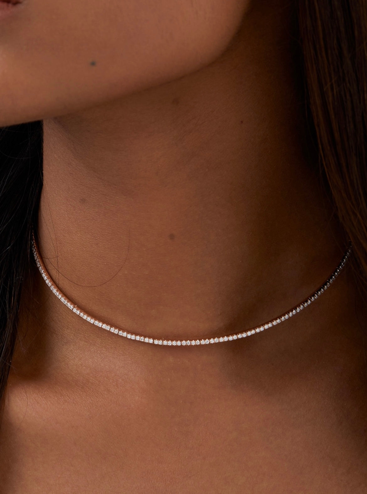 3.50 Carat Luxury Tennis Necklace, 14K/18K White Gold Lab Grown Diamond Choker