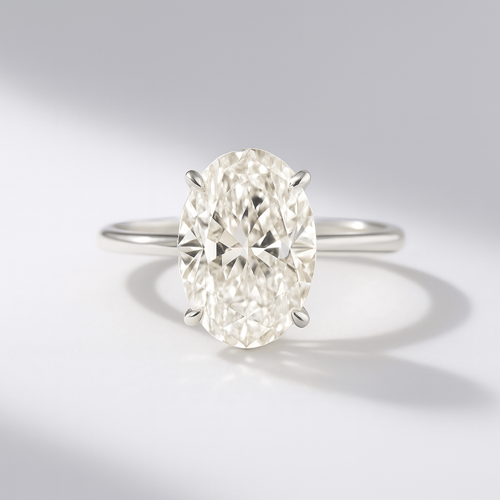 2.20 Carat Oval Cut Diamond Hidden Halo Engagement Ring - Evara Jewelry LLC