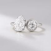 2.20 Carat Pear & Bezel Set Round Toi Et Moi Art Deco Engagement Ring - Evara Jewelry LLC