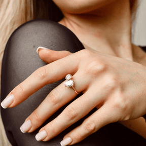 2.20 Carat Pear & Bezel Set Round Toi Et Moi Art Deco Engagement Ring - Evara Jewelry LLC