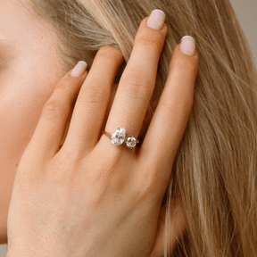 2.20 Carat Pear & Bezel Set Round Toi Et Moi Art Deco Engagement Ring - Evara Jewelry LLC