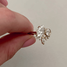 2.20 Carat Pear & Bezel Set Round Toi Et Moi Art Deco Engagement Ring - Evara Jewelry LLC