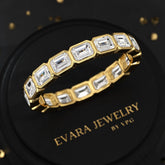 2.25 Carat Emerald Cut Bezel Set Lab Grown Diamond Eternity Band - Evara Jewelry LLC