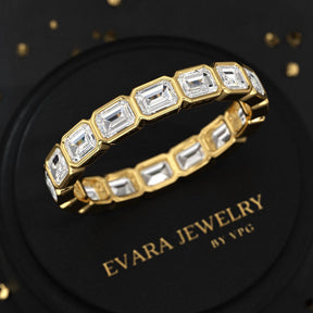 2.25 Carat Emerald Cut Bezel Set Lab Grown Diamond Eternity Band - Evara Jewelry LLC