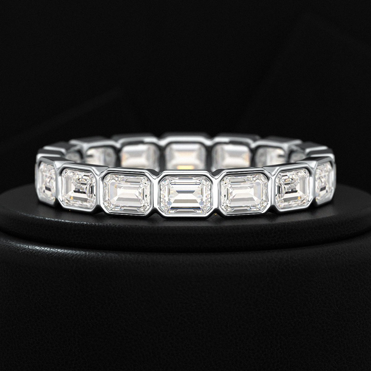 2.25 Carat Emerald Cut Bezel Set Lab Grown Diamond Eternity Band - Evara Jewelry LLC